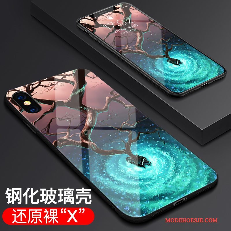 Hoesje iPhone X Zakken Anti-fall Glas, Hoes iPhone X Bescherming Nieuw Trend