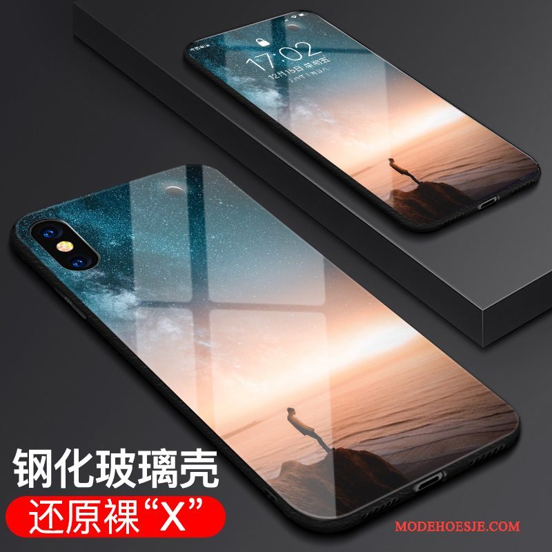 Hoesje iPhone X Zakken Anti-fall Glas, Hoes iPhone X Bescherming Nieuw Trend