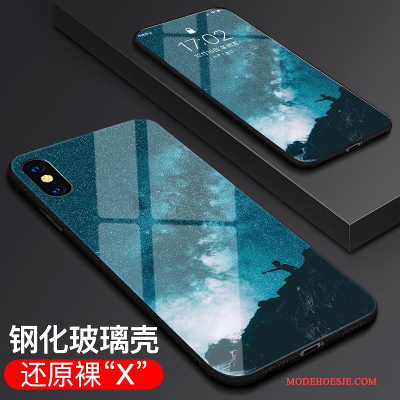 Hoesje iPhone X Zakken Anti-fall Glas, Hoes iPhone X Bescherming Nieuw Trend