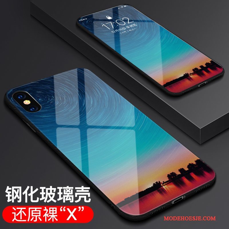 Hoesje iPhone X Zakken Anti-fall Glas, Hoes iPhone X Bescherming Nieuw Trend