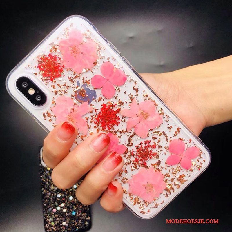 Hoesje iPhone X Zakken Anti-fall Roze, Hoes iPhone X Kleur Trendy Merktelefoon