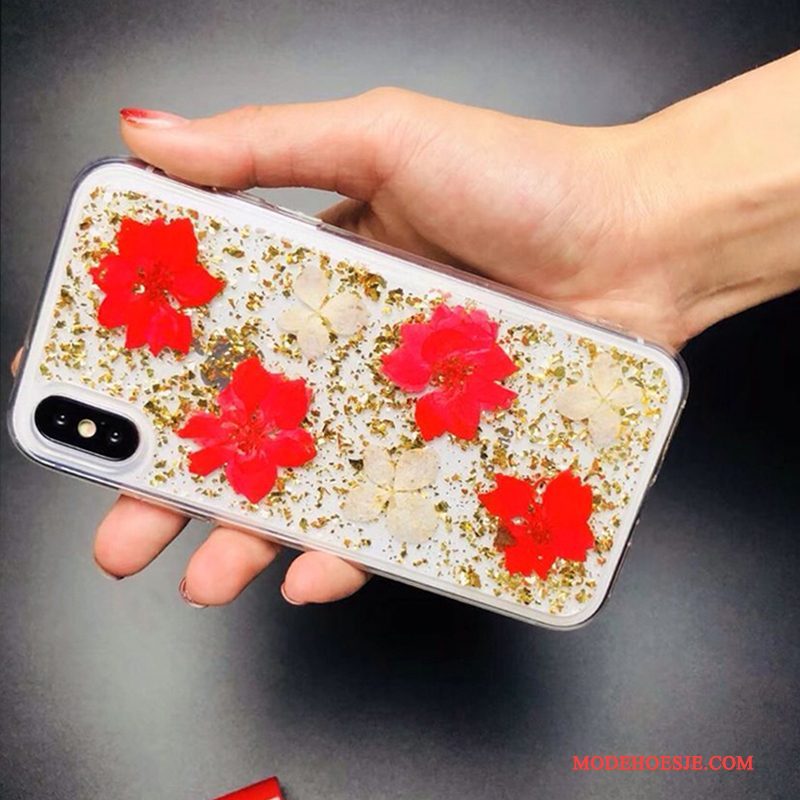 Hoesje iPhone X Zakken Anti-fall Roze, Hoes iPhone X Kleur Trendy Merktelefoon