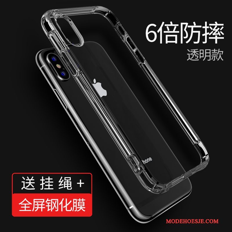 Hoesje iPhone X Zakken Telefoon Hanger, Hoes iPhone X Siliconen Doorzichtig Wit