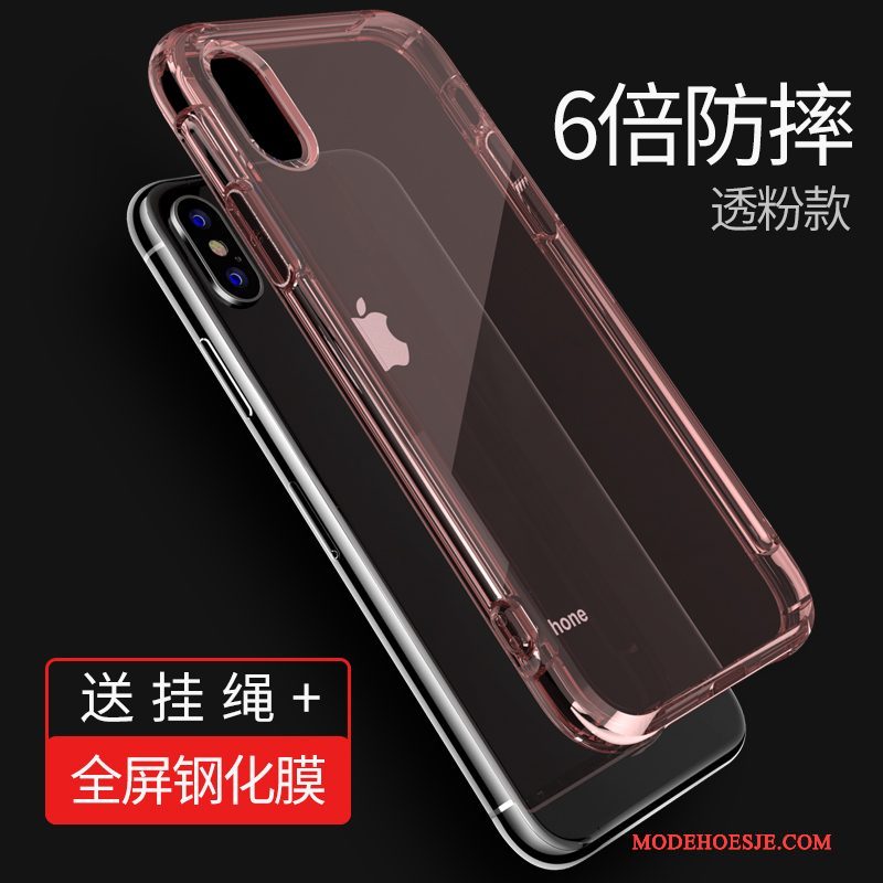 Hoesje iPhone X Zakken Telefoon Hanger, Hoes iPhone X Siliconen Doorzichtig Wit