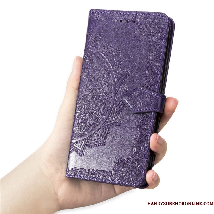 Hoesje iPhone Xr Siliconen Telefoon Purper, Hoes iPhone Xr Folio Bloemen Hanger