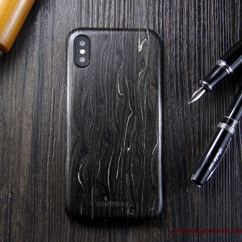 Hoesje iPhone Xs Bescherming Anti-fall Trendy Merk, Hoes iPhone Xs Zakken Persoonlijk Massief Hout