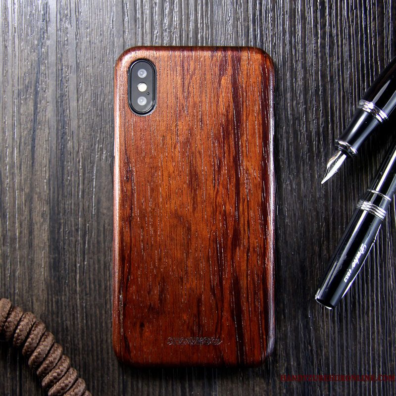 Hoesje iPhone Xs Bescherming Anti-fall Trendy Merk, Hoes iPhone Xs Zakken Persoonlijk Massief Hout