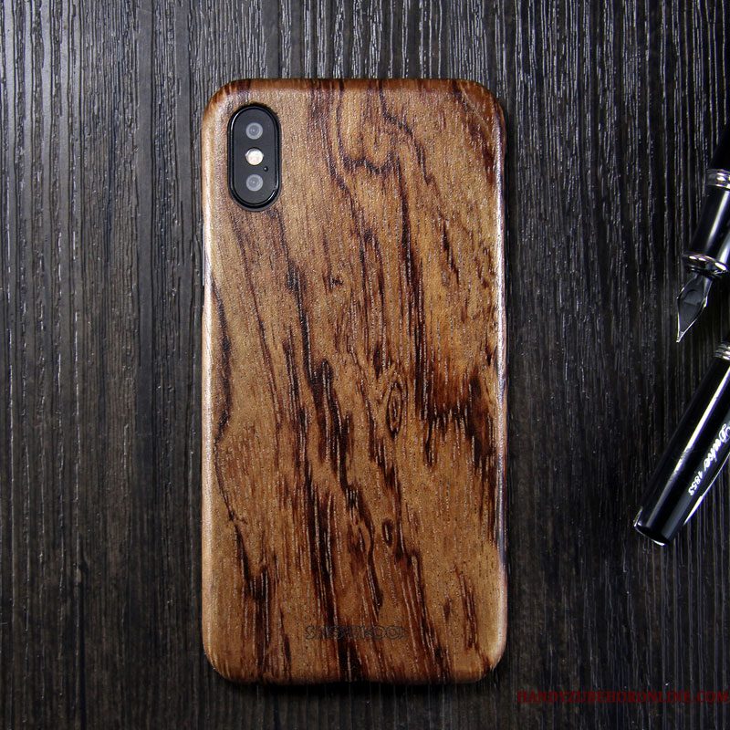 Hoesje iPhone Xs Bescherming Anti-fall Trendy Merk, Hoes iPhone Xs Zakken Persoonlijk Massief Hout