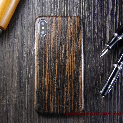 Hoesje iPhone Xs Bescherming Anti-fall Trendy Merk, Hoes iPhone Xs Zakken Persoonlijk Massief Hout