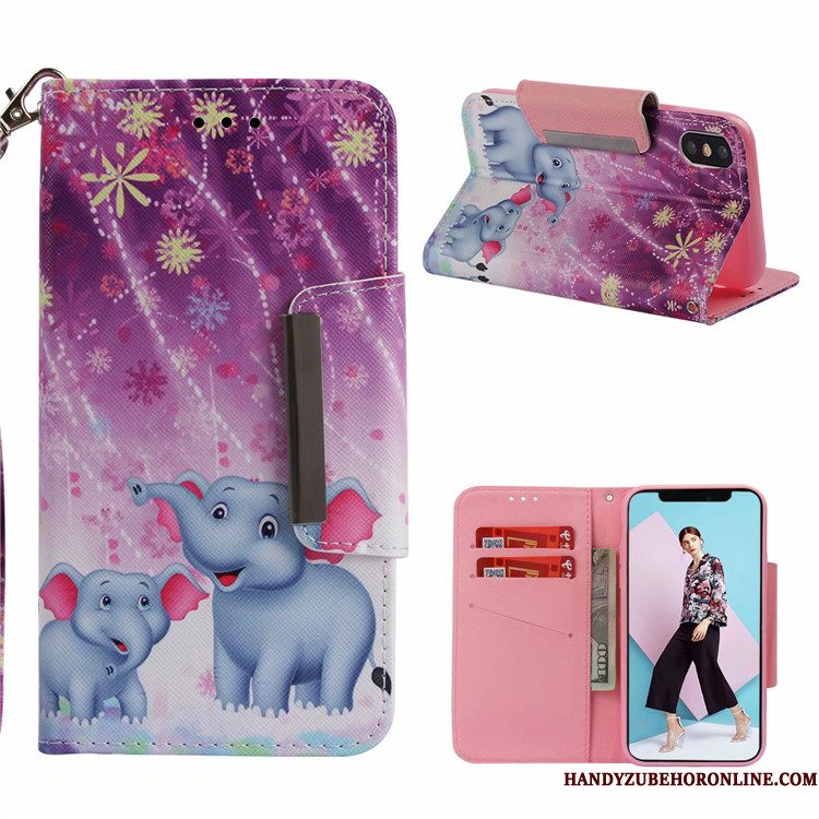 Hoesje iPhone Xs Geschilderd Telefoon Anti-fall, Hoes iPhone Xs Spotprent Wit Hanger