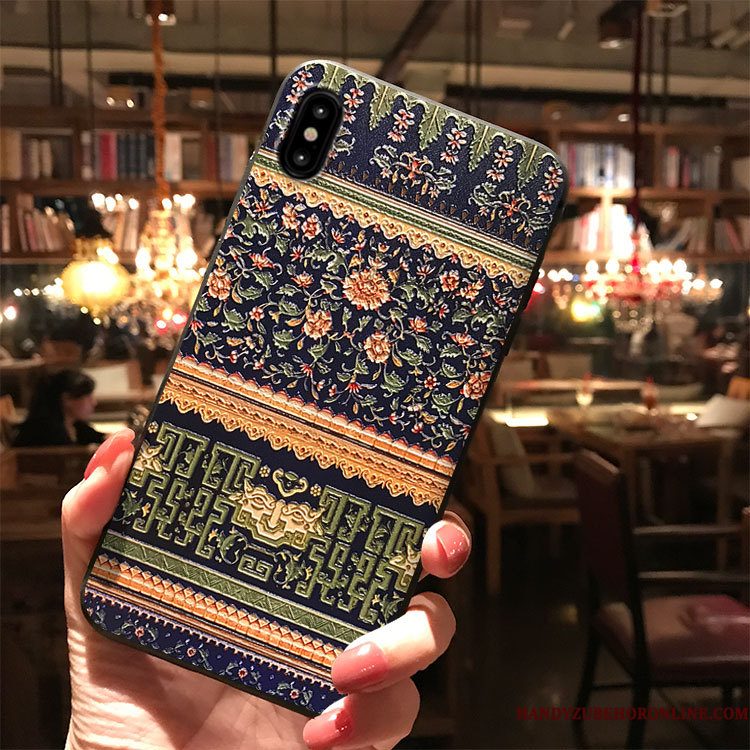 Hoesje iPhone Xs Max Anti-falltelefoon, Hoes iPhone Xs Max Blauw Pas