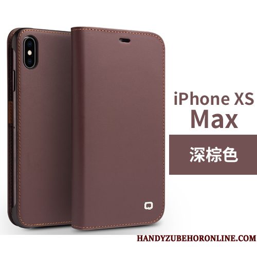 Hoesje iPhone Xs Max Leer Anti-fall High End, Hoes iPhone Xs Max Folio Kaart Zwart