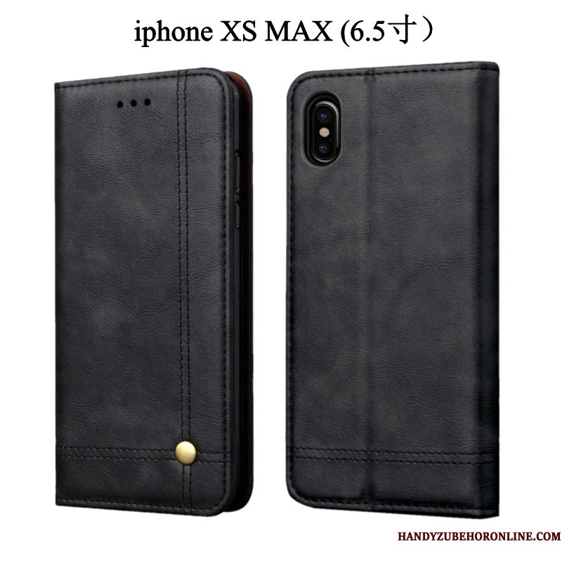 Hoesje iPhone Xs Max Leer Anti-falltelefoon, Hoes iPhone Xs Max Zakken