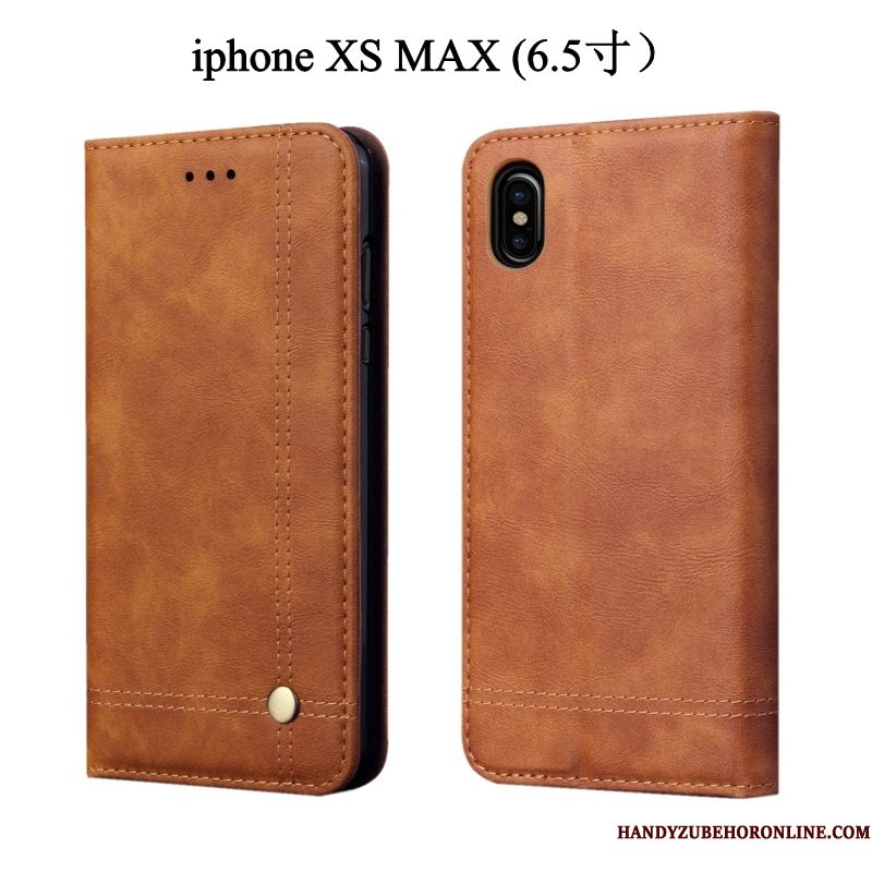 Hoesje iPhone Xs Max Leer Anti-falltelefoon, Hoes iPhone Xs Max Zakken