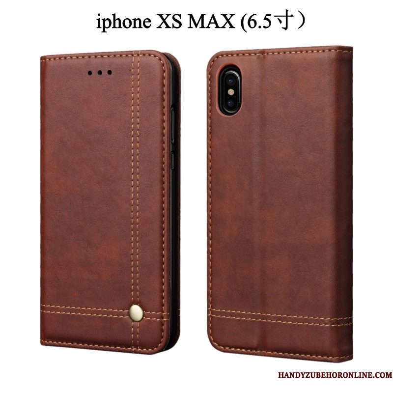 Hoesje iPhone Xs Max Leer Anti-falltelefoon, Hoes iPhone Xs Max Zakken