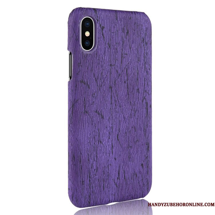 Hoesje iPhone Xs Max Leer Geel Hard, Hoes iPhone Xs Max Houtnerf Anti-falltelefoon