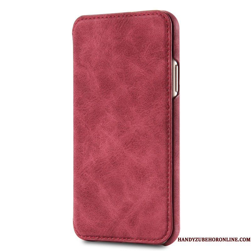 Hoesje iPhone Xs Max Leer Telefoon Rood, Hoes iPhone Xs Max Folio Kaart