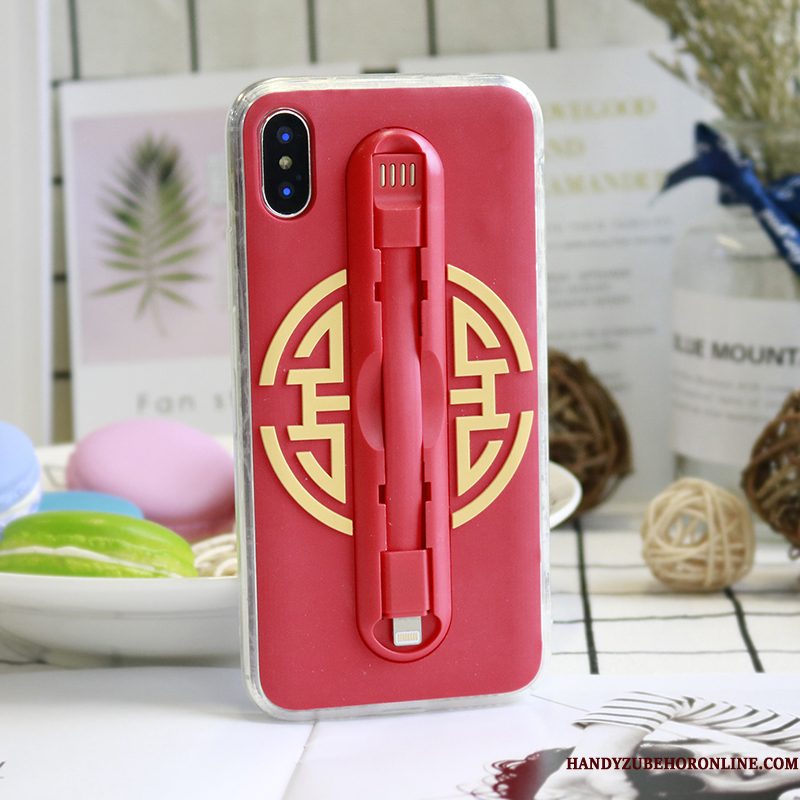 Hoesje iPhone Xs Max Ondersteuning Net Red Groen, Hoes iPhone Xs Max Bescherming Telefoon Ring