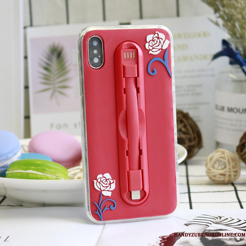 Hoesje iPhone Xs Max Ondersteuning Net Red Groen, Hoes iPhone Xs Max Bescherming Telefoon Ring