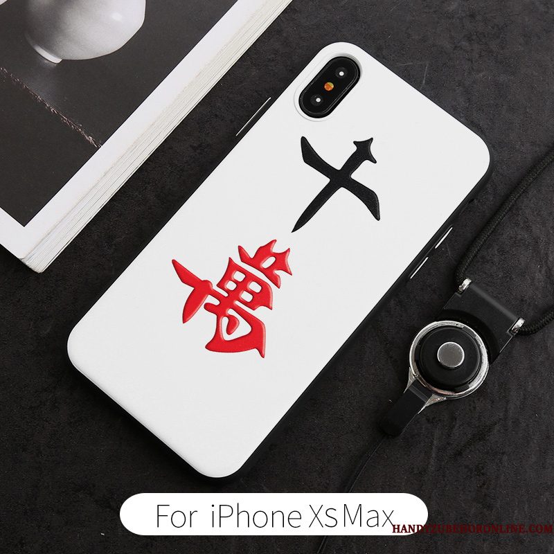 Hoesje iPhone Xs Max Scheppend Anti-fall Lovers, Hoes iPhone Xs Max Wit Nieuw