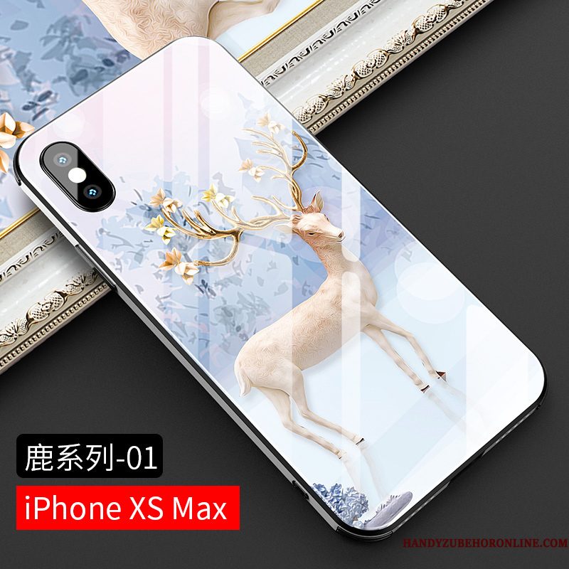Hoesje iPhone Xs Max Scheppend Wit Mooie, Hoes iPhone Xs Max Spotprent Glastelefoon