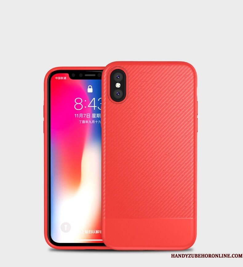 Hoesje iPhone Xs Max Zacht Anti-fall Rood, Hoes iPhone Xs Max Bescherming Telefoon Nieuw