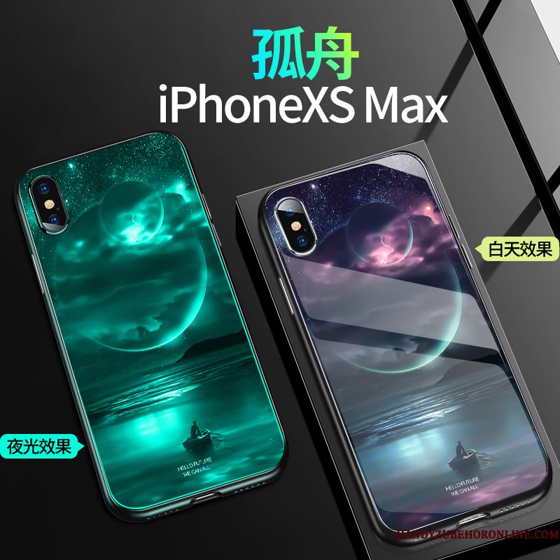 Hoesje iPhone Xs Max Zakken Anti-fall Trendy Merk, Hoes iPhone Xs Max Siliconen Glas Nieuw