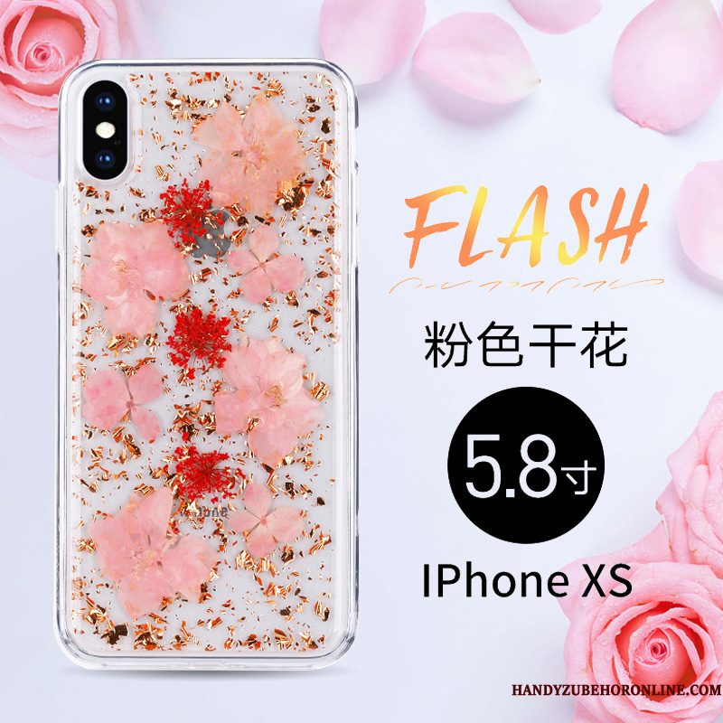 Hoesje iPhone Xs Mode Roze High End, Hoes iPhone Xs Bescherming Bloemen Doorzichtig