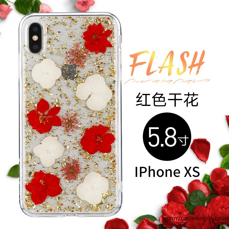 Hoesje iPhone Xs Mode Roze High End, Hoes iPhone Xs Bescherming Bloemen Doorzichtig