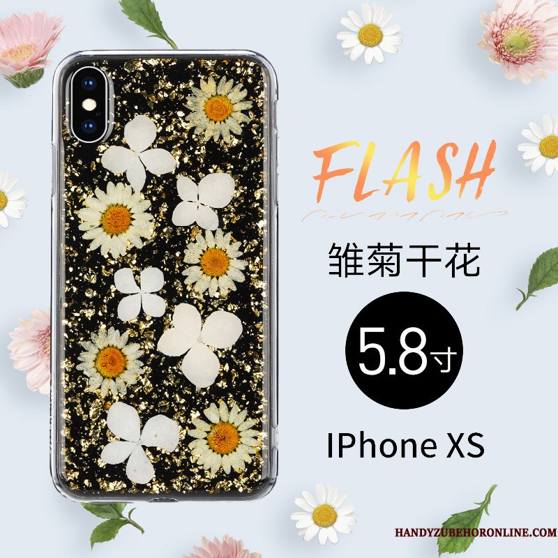 Hoesje iPhone Xs Mode Roze High End, Hoes iPhone Xs Bescherming Bloemen Doorzichtig