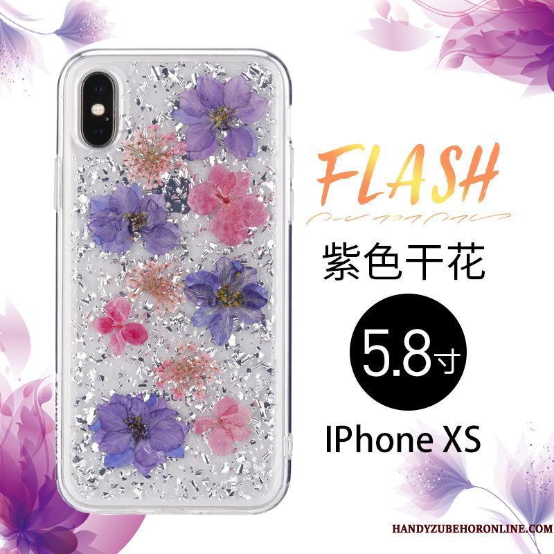 Hoesje iPhone Xs Mode Roze High End, Hoes iPhone Xs Bescherming Bloemen Doorzichtig