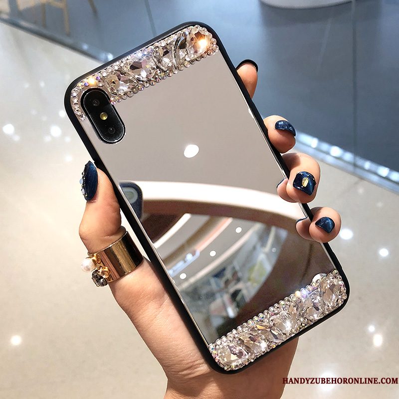 Hoesje iPhone Xs Scheppend Telefoon Trendy Merk, Hoes iPhone Xs Strass Persoonlijk Spiegel