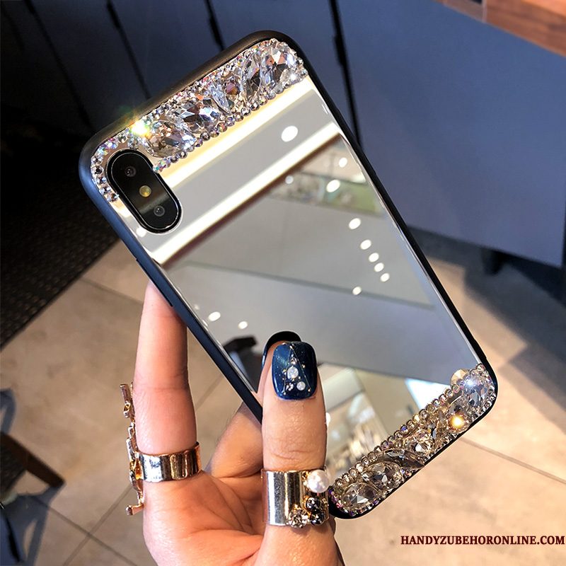 Hoesje iPhone Xs Scheppend Telefoon Trendy Merk, Hoes iPhone Xs Strass Persoonlijk Spiegel