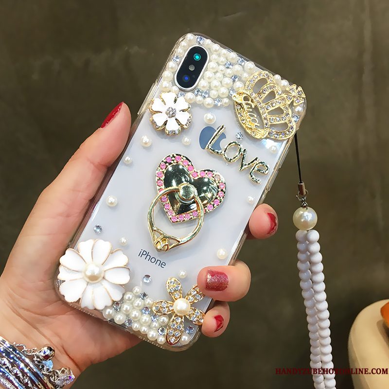 Hoesje iPhone Xs Scheppend Wit Hanger, Hoes iPhone Xs Zakken Telefoon Anti-fall