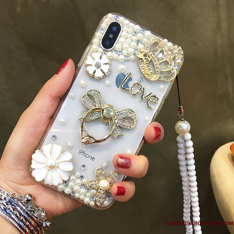 Hoesje iPhone Xs Scheppend Wit Hanger, Hoes iPhone Xs Zakken Telefoon Anti-fall