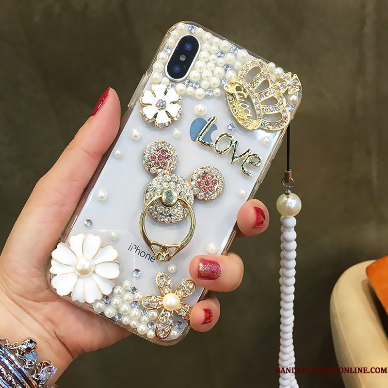 Hoesje iPhone Xs Scheppend Wit Hanger, Hoes iPhone Xs Zakken Telefoon Anti-fall