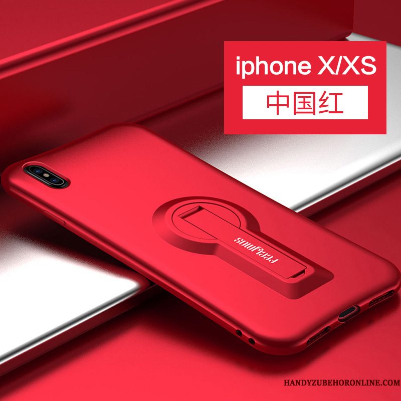Hoesje iPhone Xs Siliconen Anti-falltelefoon, Hoes iPhone Xs Zacht Purper Hanger