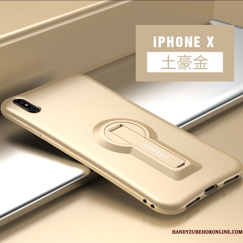 Hoesje iPhone Xs Siliconen Anti-falltelefoon, Hoes iPhone Xs Zacht Purper Hanger