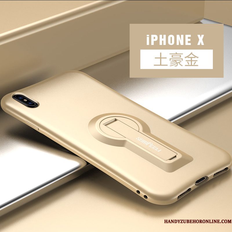 Hoesje iPhone Xs Siliconen Anti-falltelefoon, Hoes iPhone Xs Zacht Purper Hanger