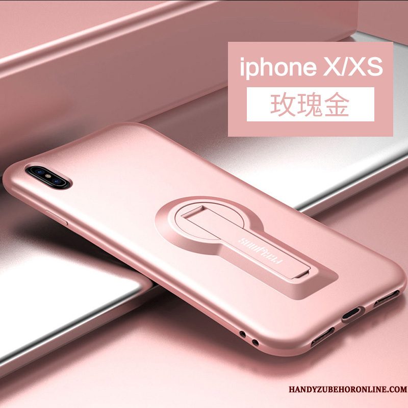 Hoesje iPhone Xs Siliconen Anti-falltelefoon, Hoes iPhone Xs Zacht Purper Hanger