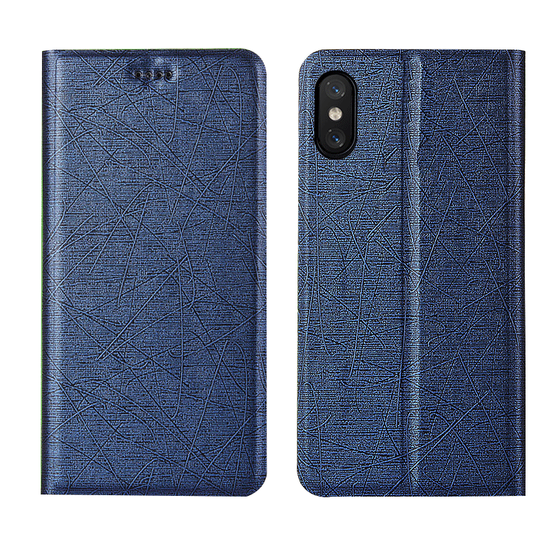 Hoesje iPhone Xs Siliconen Blauw Trend, Hoes iPhone Xs Leer Telefoon High End