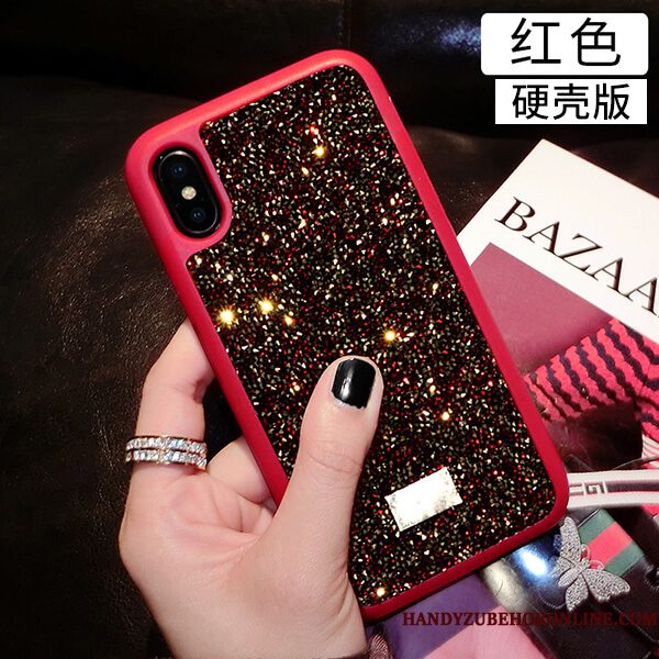 Hoesje iPhone Xs Strass Telefoon Net Red, Hoes iPhone Xs Zwart Hard