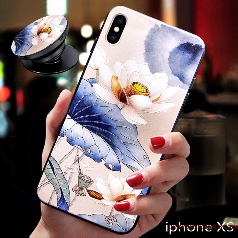 Hoesje iPhone Xs Zacht Bloemen Anti-fall, Hoes iPhone Xs Siliconen Persoonlijk Nieuw