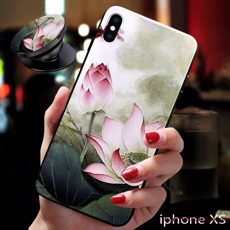 Hoesje iPhone Xs Zacht Bloemen Anti-fall, Hoes iPhone Xs Siliconen Persoonlijk Nieuw