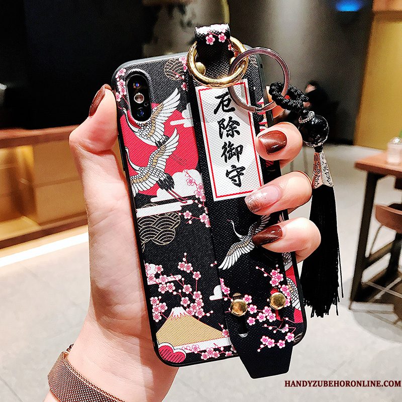 Hoesje iPhone Xs Zacht Chinese Stijl Anti-fall, Hoes iPhone Xs Zakken Nieuw Zwart