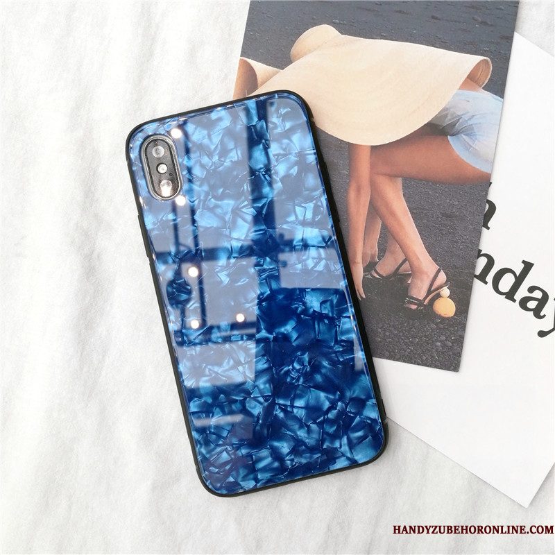 Hoesje iPhone Xs Zakken Blauw Glas, Hoes iPhone Xs Bescherming Telefoon Lovers