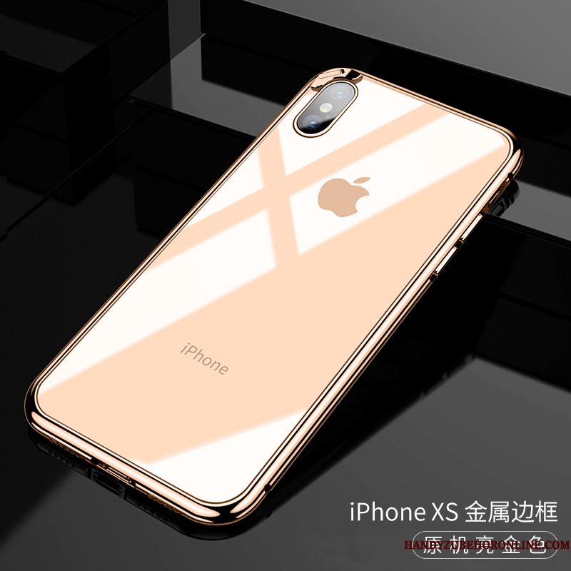 Hoesje iPhone Xs Zakken Glas Anti-fall, Hoes iPhone Xs Metaal Telefoon Trendy Merk