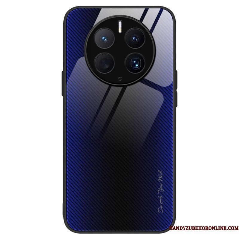 Hoesje voor Huawei Mate 50 Pro Koolstofvezel Gehard Glas