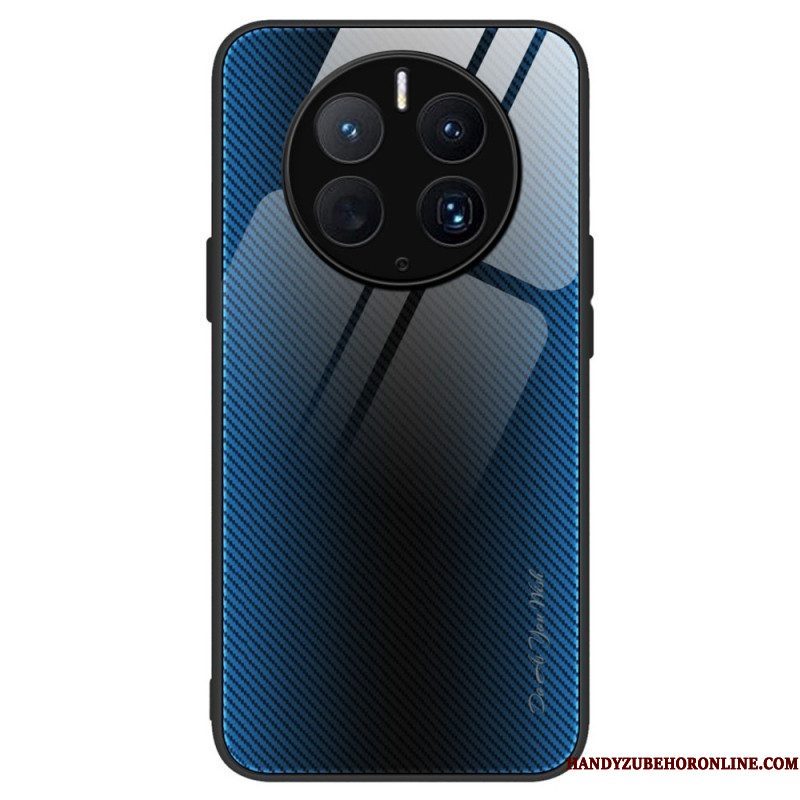 Hoesje voor Huawei Mate 50 Pro Koolstofvezel Gehard Glas