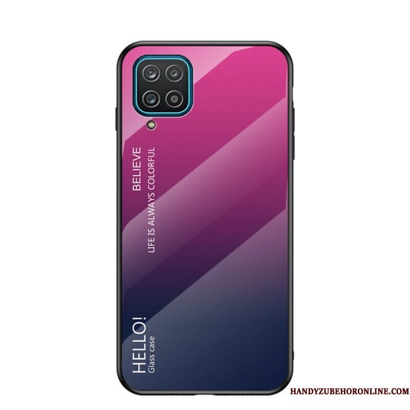 Hoesje voor Samsung Galaxy M12 / A12 Gehard Glas Hallo